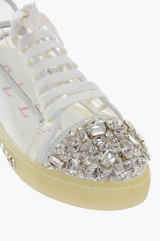Pvc Low-Top Sneakers with Crystal Embellished