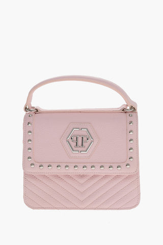 Textured Faux Leather Shoulder Bag with Studs Details