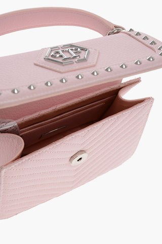 Textured Faux Leather Shoulder Bag with Studs Details