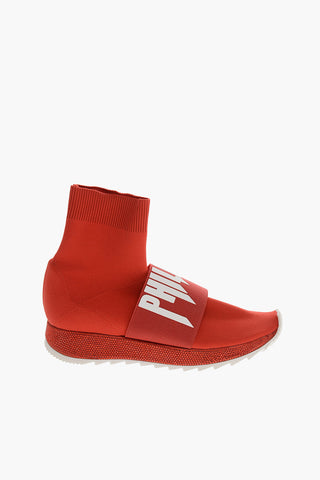 Sneakers Sock Alte con Banda Logata Elastica e Suola in Strass