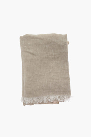 Solid Color Linen Foulard with Embroidered Logo