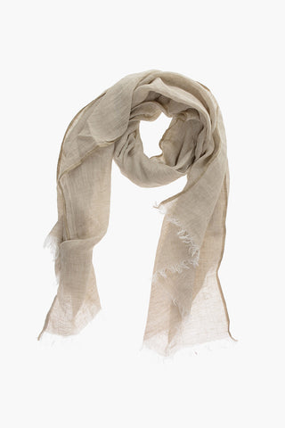 Solid Color Linen Foulard with Embroidered Logo