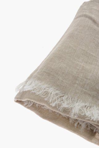 Solid Color Linen Foulard with Embroidered Logo