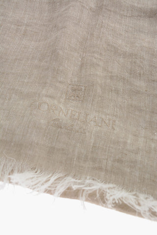 Solid Color Linen Foulard with Embroidered Logo
