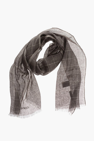 Windowpane Checked Linen and Silk Foulard