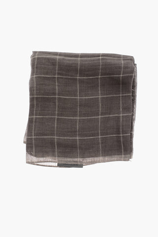 Windowpane Checked Linen and Silk Foulard