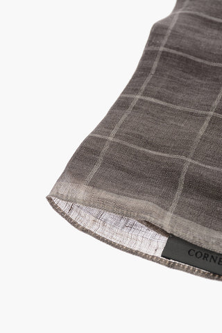 Windowpane Checked Linen and Silk Foulard