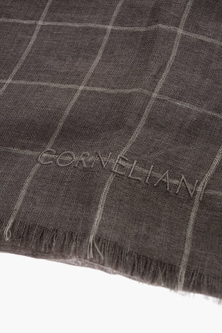 Windowpane Checked Linen and Silk Foulard