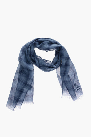 Foulard in lino e Seta Motivo Plaid