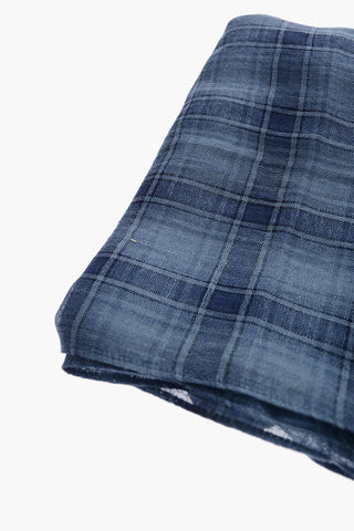 Plaid Motif Linen and Silk Foulard