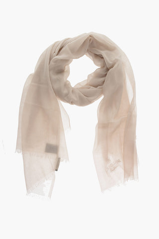 Foulard in Cashmere e Cotone con Logo Ricamato