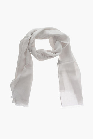 Linen Blend Foulard with Embroidered Logo