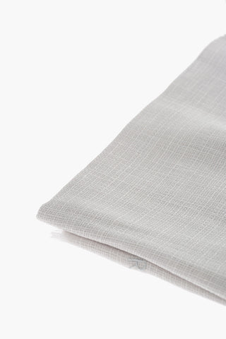 Linen Blend Foulard with Embroidered Logo