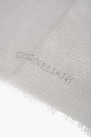 Linen Blend Foulard with Embroidered Logo