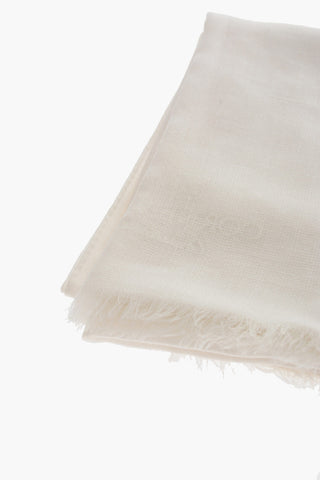 Cashmere Blend Foulard with Embroidered Logo