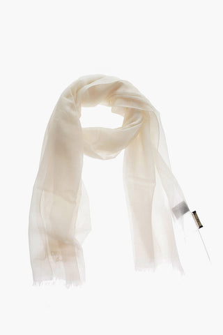 Cashmere Blend Foulard with Embroidered Logo
