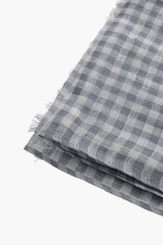 Checked Two-Tone Linen and Silk Foulard