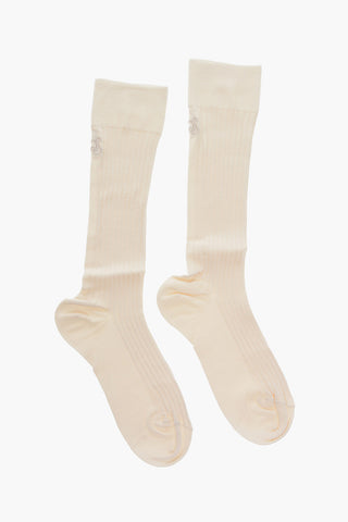 Embroidered Logo Silk Blend Socks
