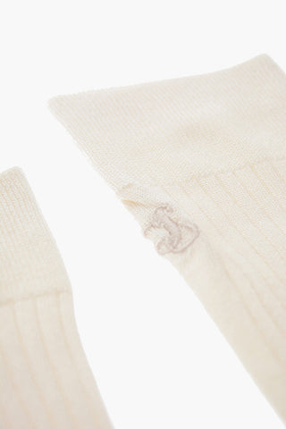 Embroidered Logo Silk Blend Socks