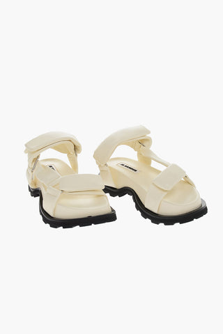 Sandali in Pelle con Chiusura in Velcro