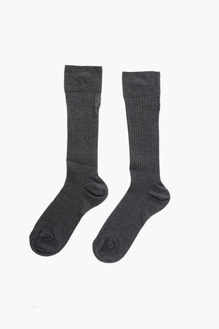 Embroidered Logo Silk Blend Socks