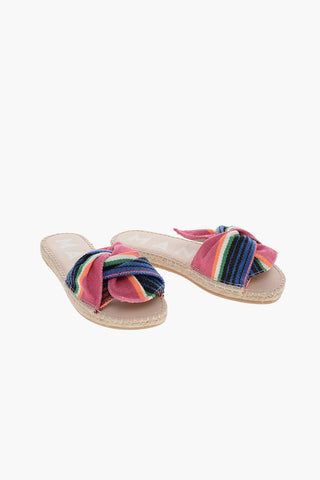 Multicolor Striped Cotton Sandals with Knot Detail