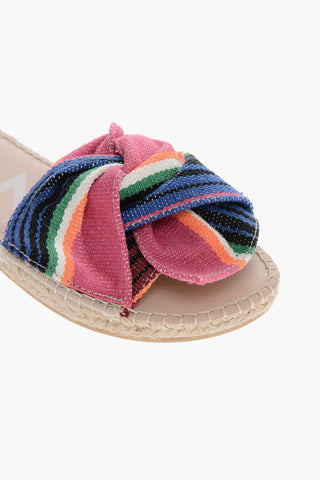 Multicolor Striped Cotton Sandals with Knot Detail