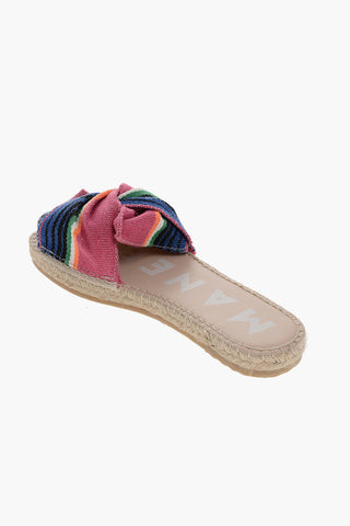 Multicolor Striped Cotton Sandals with Knot Detail