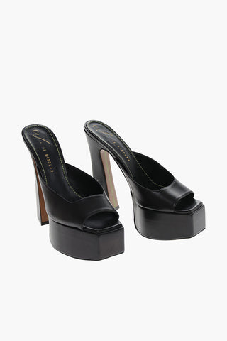 CV' Mules in Pelle con Punta quadrata e Plateau 15cm 