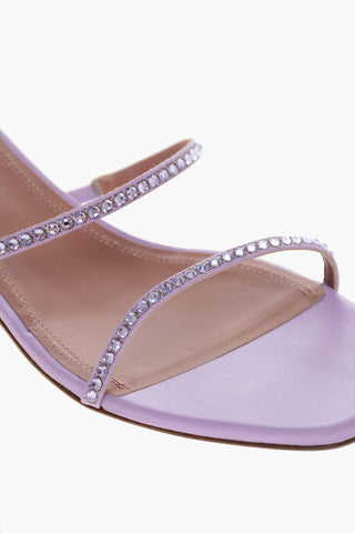 Sandali in Pelle con Abbellimento Strass 5cm