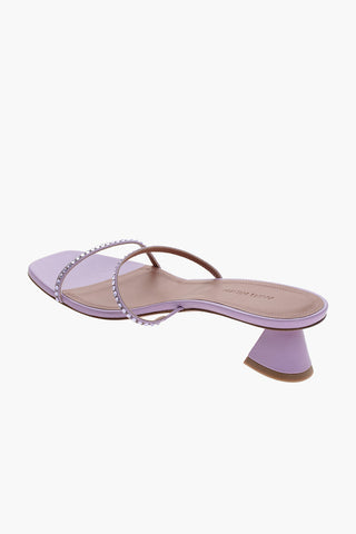 Sandali in Pelle con Abbellimento Strass 5cm