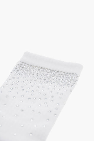 Cotton Blend Socks with Rhinestone Embellishment