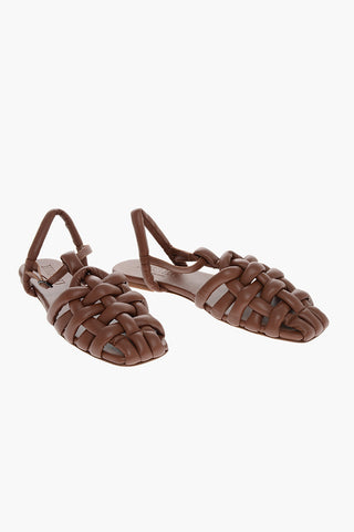 Sandali Ankle- Strap CABERSA In Pelle con Design Intrecciato