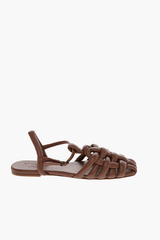 Sandali Ankle- Strap CABERSA In Pelle con Design Intrecciato