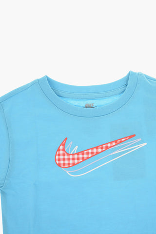 T-Shirt mit Rundhalsausschnitt und kariertem Logo