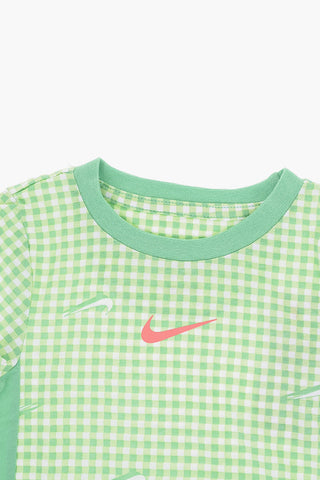 Checked Tee Dress with All-Over Logo