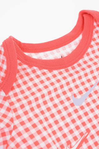 Set 3 Paia di Body a Quadri Con Manica Corta