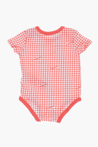 Set 3 Paia di Body a Quadri Con Manica Corta