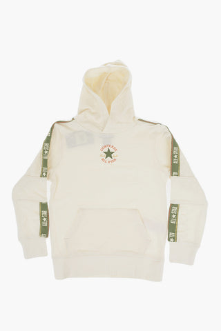 ALL STAR CHUCK TAYLOR Felpa Hoodie in Cotone Garzato con Banda Logata 