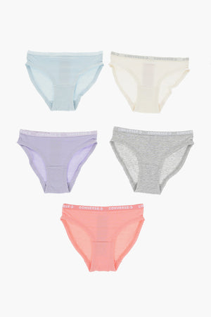 Set of 5 Stretch Cotton Briefs With Logo Elastic Band