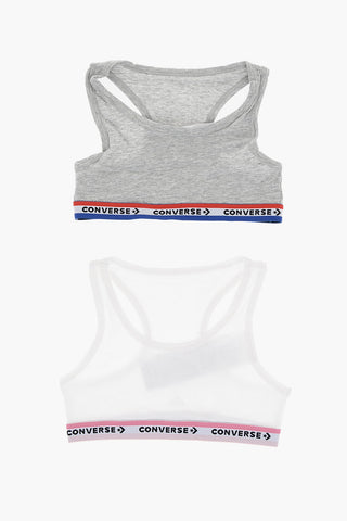 Set Aus 2 Paar Racerback-Sport-BHs Mit Logoband