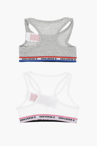 Set Aus 2 Paar Racerback-Sport-BHs Mit Logoband
