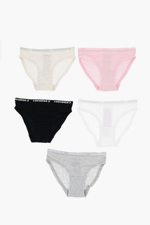 Set of 5 Stretch Cotton Briefs With Logo Elastic Band