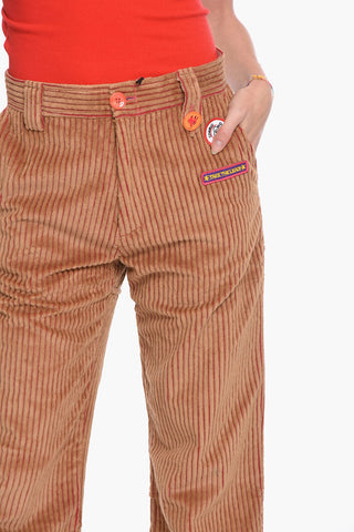 Pantaloni TANER Workwear in Velour a Coste con Toppe