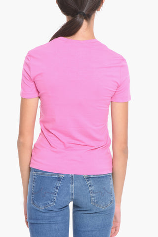 Printed Crewneck T-shirt Embelished With Rhinestones