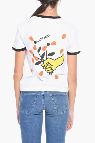 Crew-Neck T-shirt with Flowers-Print