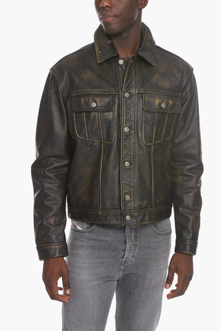 Vintage Effect L-RILEY Leather Jacket