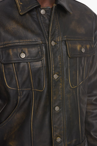 Vintage Effect L-RILEY Leather Jacket