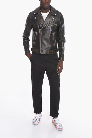L-GARRETT Cowhide Leather Jacket with Zip Detailing
