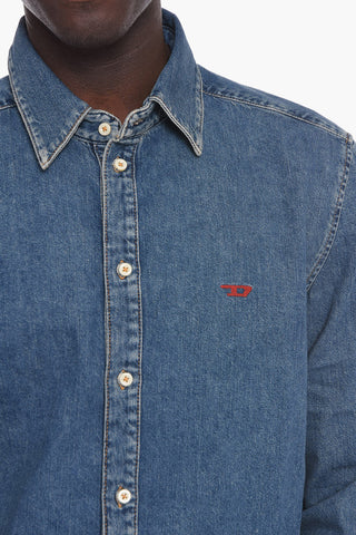 Embroidered Logo D-SIMPLY-SP Denim Shirt
